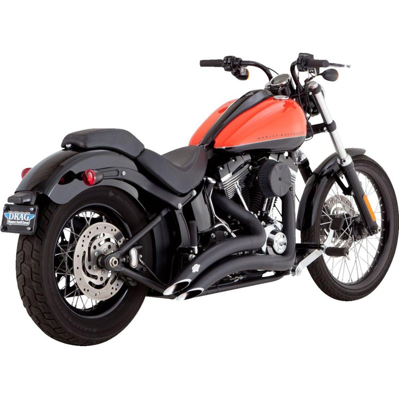 46079 - Vance & Hines 2-into-2 Big Radius Exhaust System For Harley Davidson FXSTSI 1450 EFI 2004-2006 - Black/Ceramic