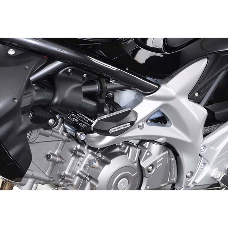 STP.05.590.10000/B - SW Motech Frame Sliders - Suzuki SV650X Cafe Racer 2018-2024 - Black/Silver