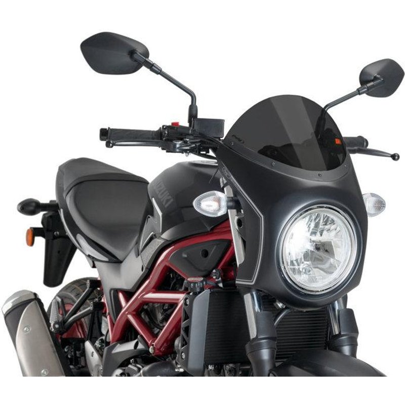 3169F - Puig Retro Black Semi Fairing & Screen 195mm For Suzuki SV 650 2016-2025 - Dark Smoke