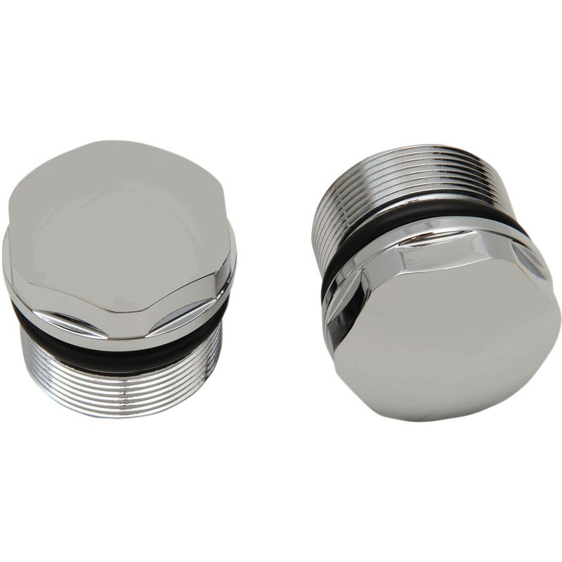 C23-0218D - Drag Specialties Fork Tube Plugs & Caps For Harley Davidson FXDB 1340 1991-1992 - Chrome