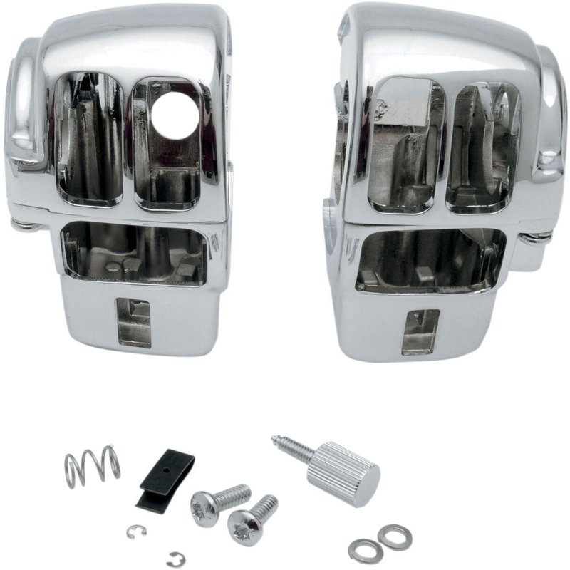 07-0530AB - Drag Specialties Handlebar Switch Housing Kit For Harley Davidson FLHR 1340 1996-1998 - Chrome