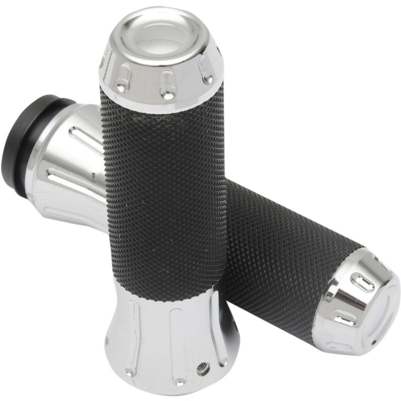 354121 - Drag Specialties Custom Grips For Harley Davidson FLHR 1584 2008 - Black/Chrome