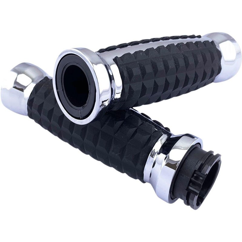 H17-05C6CD - Drag Specialties Grenade Grips For Harley Davidson FLD 1690 2012-2013 - Chrome