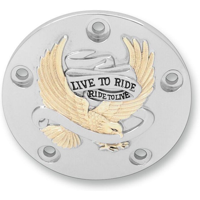 30-0187GA - Drag Specialties Live To Ride Points Cover For Harley Davidson FLD 1690 2012-2013 - Black/Chrome/Gold