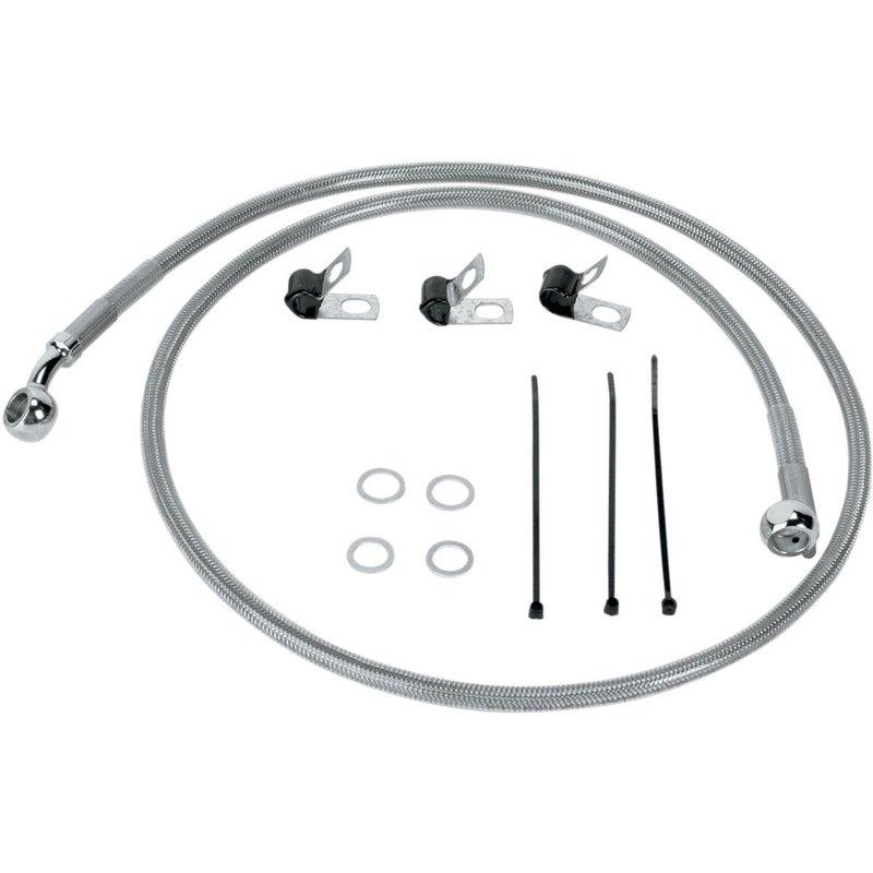 660214 - Drag Specialties Stainless Steel Brake Hose Kit For Harley Davidson FLST 1450 Front