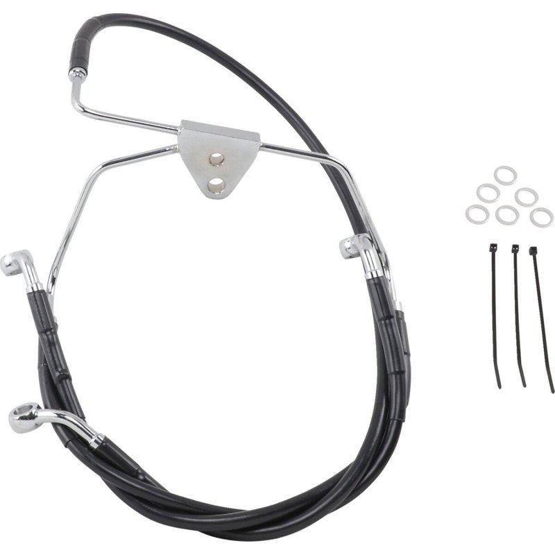 660411-BLK - Drag Specialties Stainless Steel Brake Hose Kit For Harley Davidson FLHT 1340 1996-1998 Front