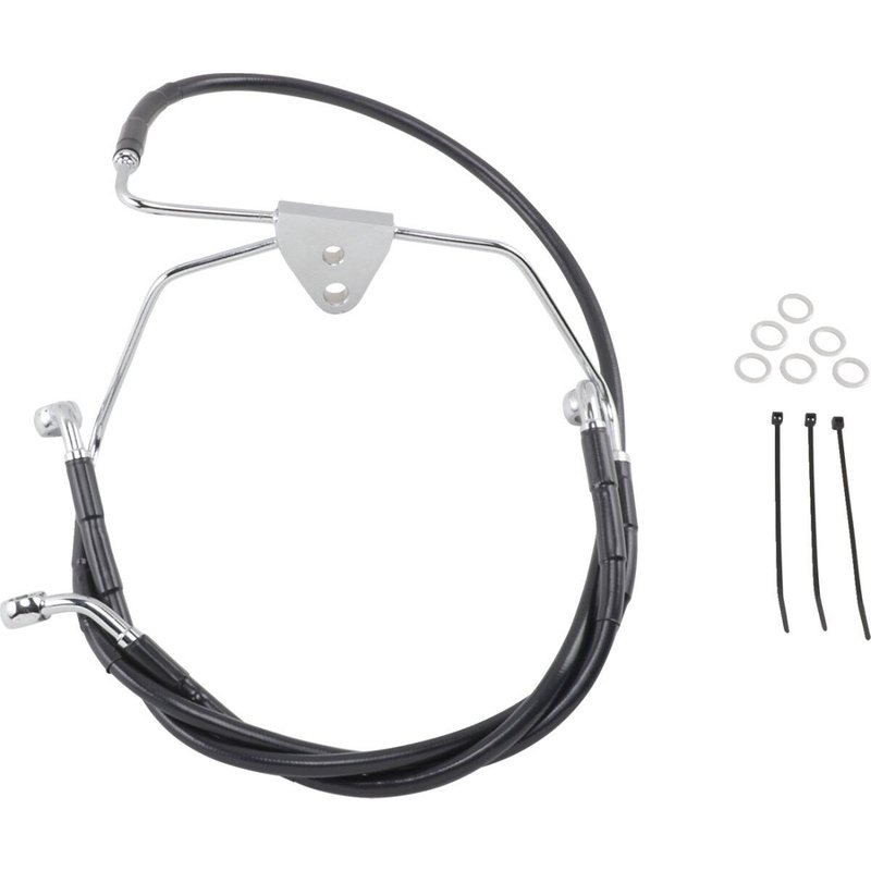660411-2BLK - Drag Specialties Extended Length Vinyl Brake Hose Kit For Harley Davidson FLHT 1340 1996-1998 Front - Black
