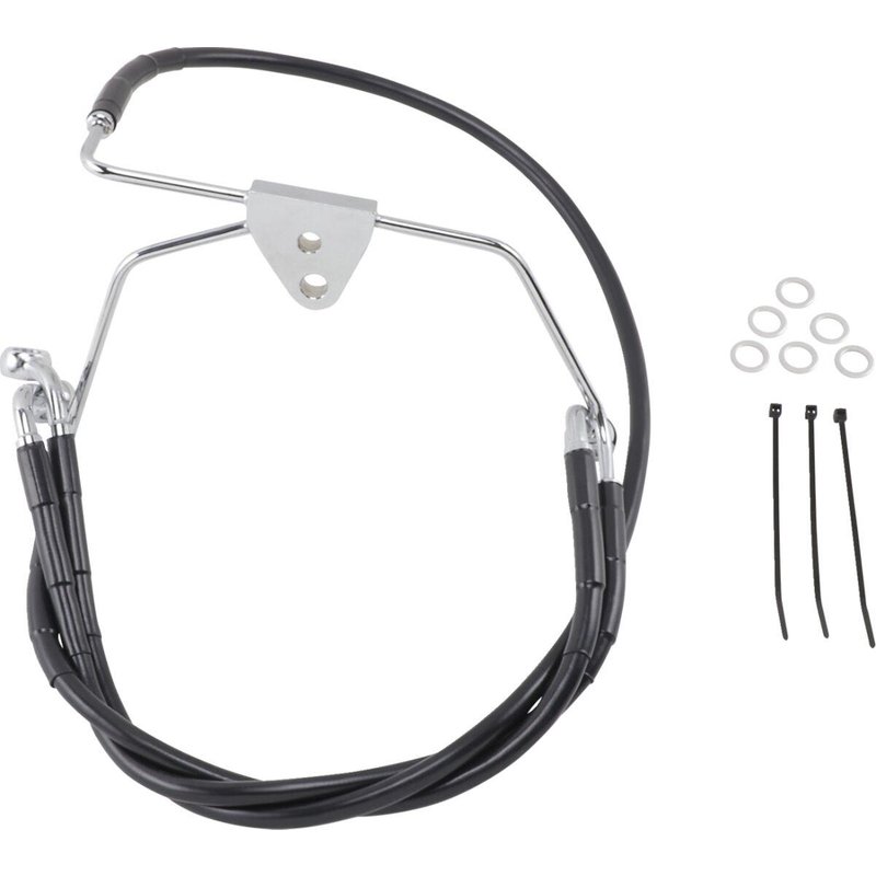 660411-6BLK - Drag Specialties Extended Length Vinyl Brake Hose Kit For Harley Davidson FLHT 1340 1996-1998 +15.2 cm Front - Black