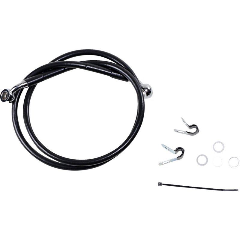 660310-BLK - Drag Specialties Stainless Steel Brake Hose Kit For Harley Davidson XL 1200 C 2004-2010 Front