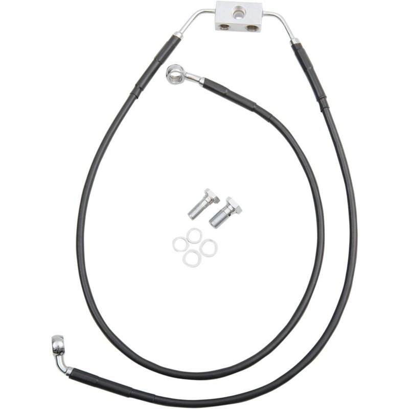 612135-4BLK - Drag Specialties Extended Length Vinyl Brake Hose Kit For Harley Davidson FXDB 1584 2012-2013 Front - Black