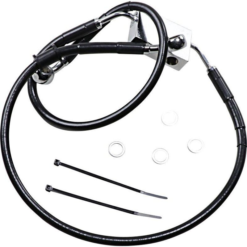 614743-4BLK - Drag Specialties Extended Length Brake Hose For Harley Davidson XL 1200 X 2014-2020 +10.2 cm Front - Black