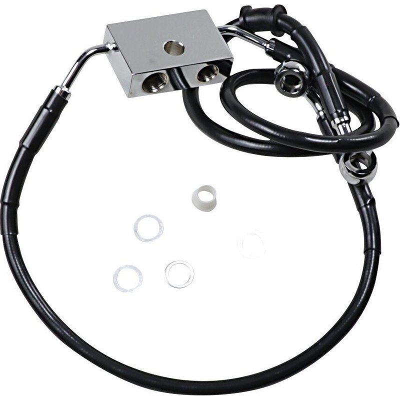 614743-6BLK - Drag Specialties Extended Length Brake Hose For Harley Davidson XL 1200 X 2014-2020 Front - Black
