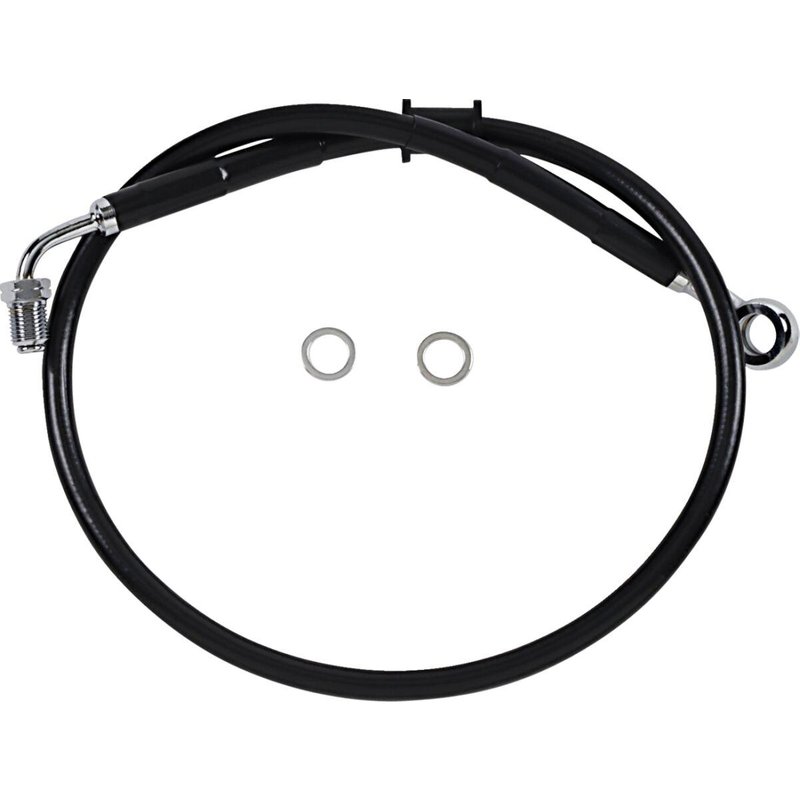 618620-BLK - Drag Specialties Stainless Steel Brake Hose Kit For Harley Davidson FLHC 1750 2018-2022 Front/Upper