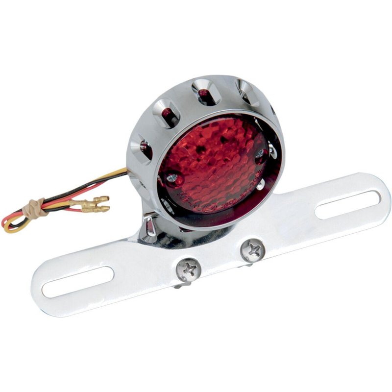 L24-0437ACRLEDE - Drag Specialties Custom Bobber Led Taillight & License Plate Mount Rear Red - Chrome