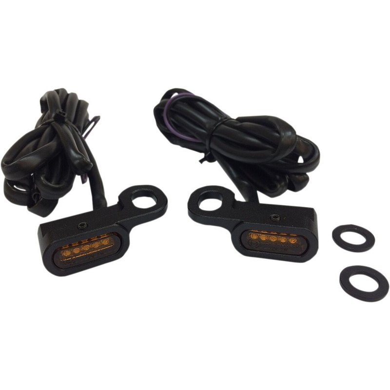 L22-0229MBAENU - Drag Specialties LED Handlebar Marker Lights For Harley Davidson FLHTCU 1690 2014-2016 Black Amber