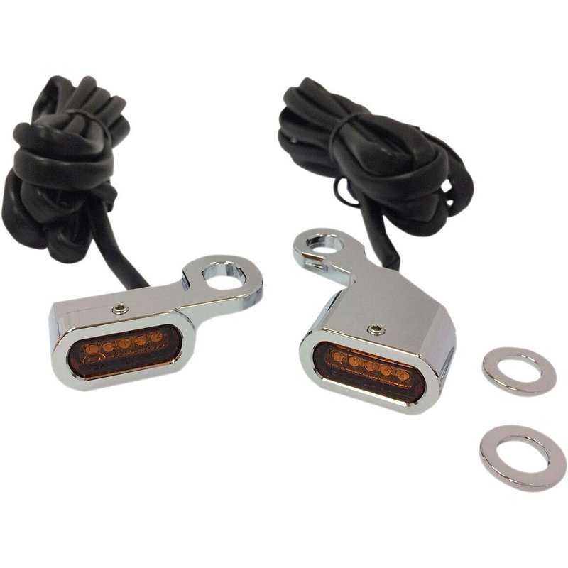 L22-0230CAENU - Drag Specialties LED Handlebar Marker Lights For Harley Davidson FLS 1690 2012-2014 Chrome Amber