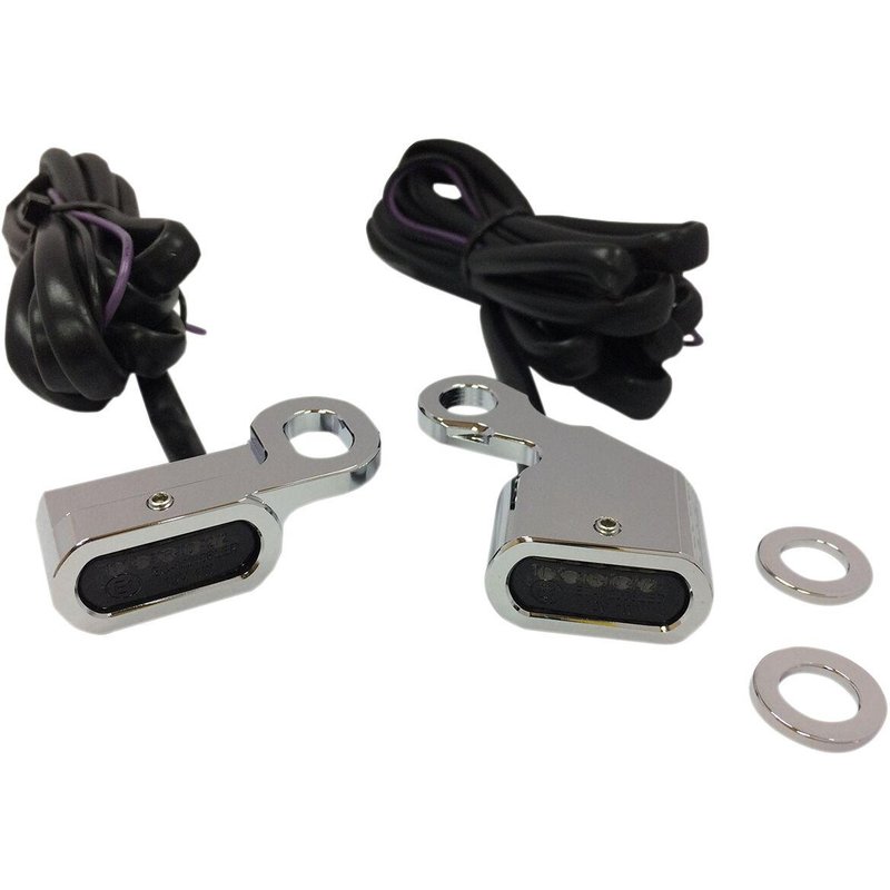 L22-0230CMENU - Drag Specialties LED Handlebar Marker Lights For Harley Davidson FLS 1690 2012-2014 Chrome Smoke