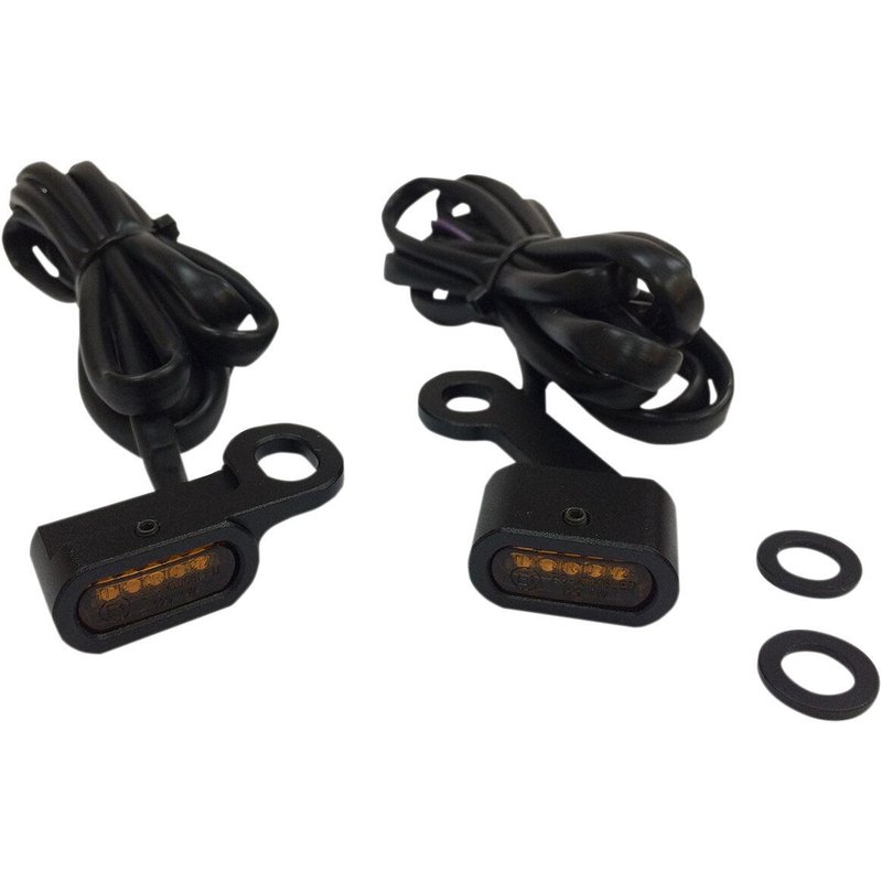 L22-0231MBAENU - Drag Specialties LED Handlebar Marker Lights For Harley Davidson XL 1200 C 2014-2020 Black Amber