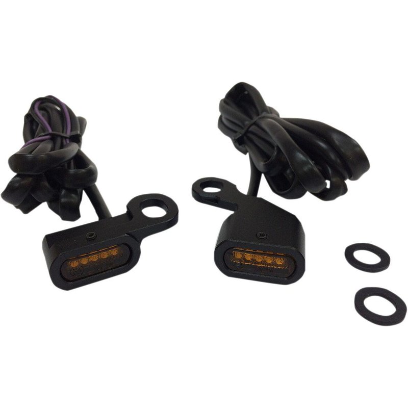 L22-0230MBAENU - Drag Specialties LED Handlebar Marker Lights For Harley Davidson FLS 1690 2012-2014 Black Amber