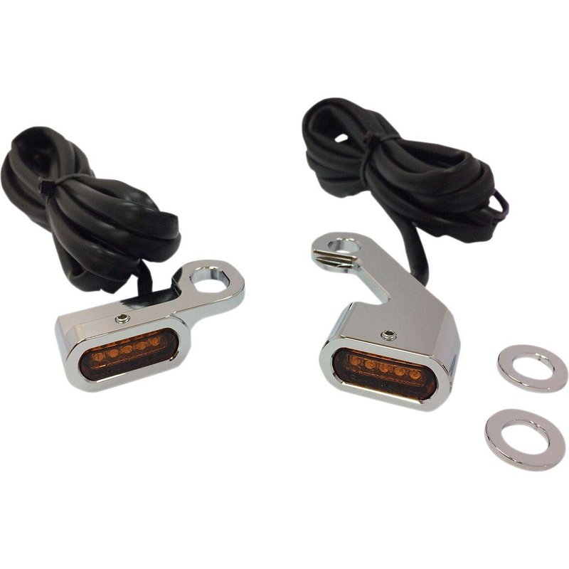 L22-0232CAENU - Drag Specialties LED Handlebar Marker Lights For Harley Davidson FLDE 1750 2018-2020 Chrome Amber