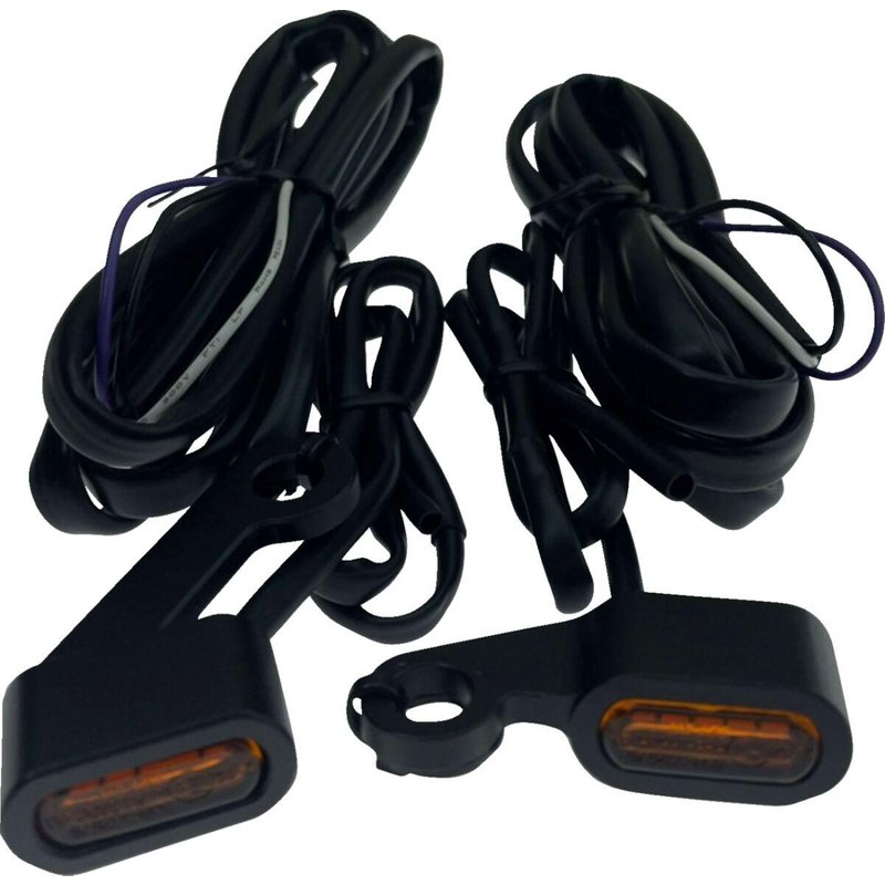 L22-0236MBAENU - Drag Specialties LED Handlebar Marker Lights For Harley Davidson XL 1200 C 2004-2013 Black Amber