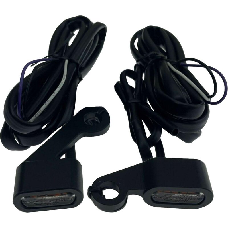 L22-0236DMBE - Drag Specialties LED Handlebar Marker Lights For Harley Davidson XL 1200 C 2004-2013 Black/Matte Clear