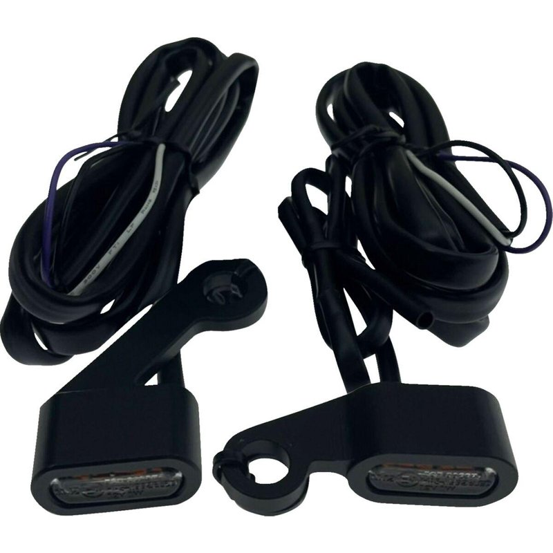 L22-0236DMBME - Drag Specialties LED Handlebar Marker Lights For Harley Davidson XL 1200 C 2004-2013 Black/Matte Smoke