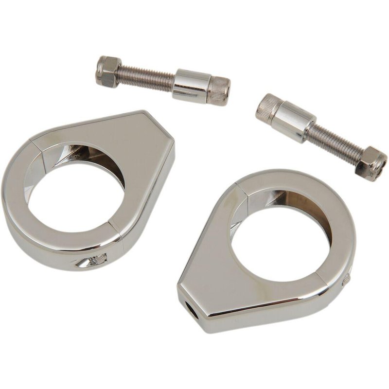 12-6049-39BC114 - Drag Specialties Turn Signal Fork Clamps For Harley Davidson FXD 1450 1999-2001 Front - Chrome
