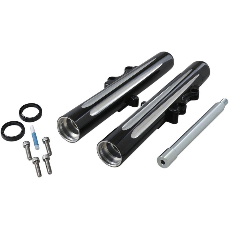 06-513 - Arlen Ness Dual-Disc Hot Legs Fork Legs For Harley Davidson FLHR 1450 2000-2002 Lower - Black