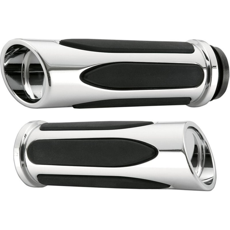 07-050 - Arlen Ness Deep Cut Comfort Series Grips For Harley Davidson FL 1200 1976-1977 - Black/Chrome