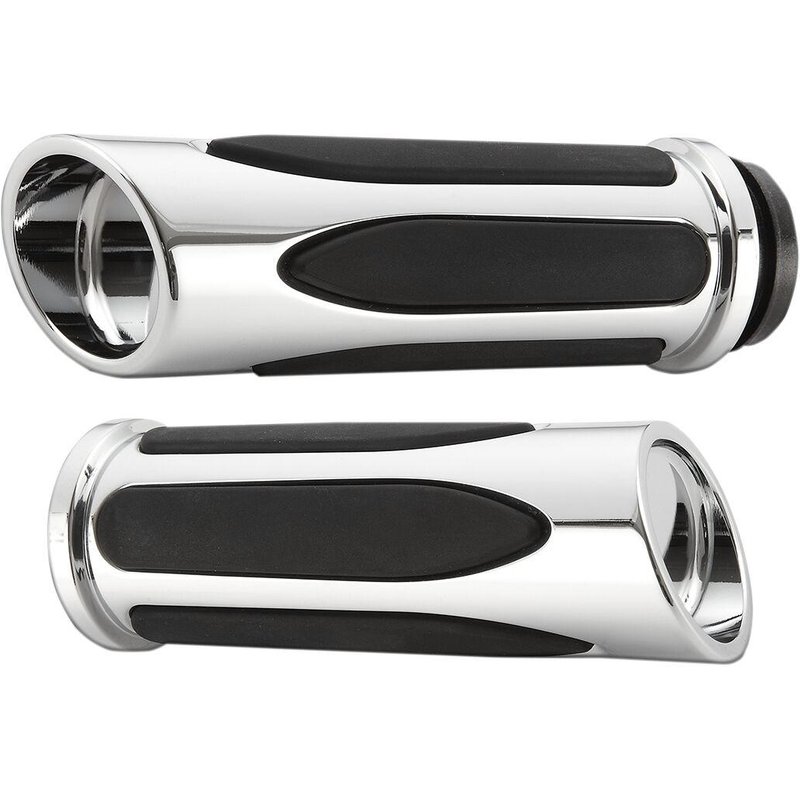 07-052 - Arlen Ness Deep Cut Comfort Series Grips For Harley Davidson FLDE 1750 2018-2020 - Black/Chrome