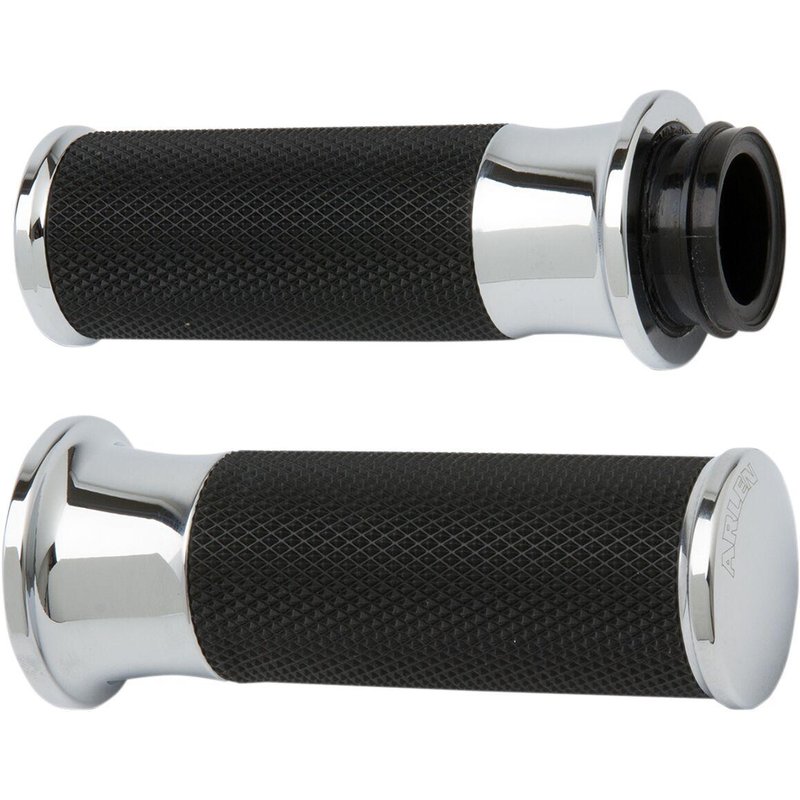 07-320 - Arlen Ness Fusion Smooth Grips For Harley Davidson FL 1200 1976-1977 - Black/Chrome