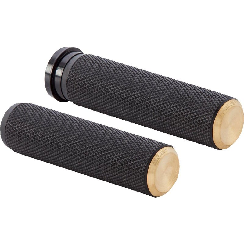 07-334 - Arlen Ness Knurled Grips For Harley Davidson FLDE 1750 2018-2020 - Black/Brass