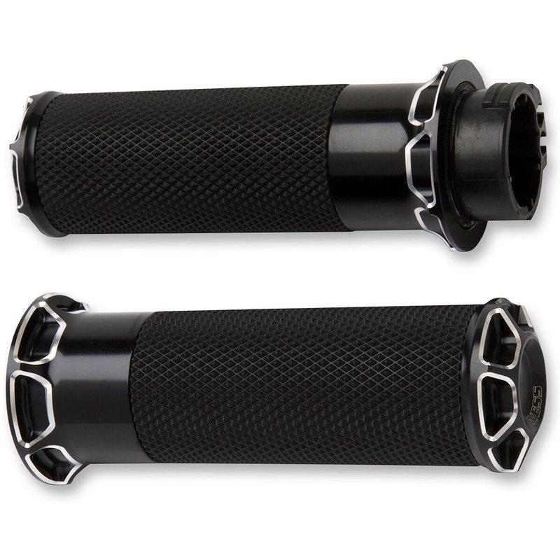 07-331 - Arlen Ness Fusion Beveled Grips For Harley Davidson FL 1200 1976-1977 - Black