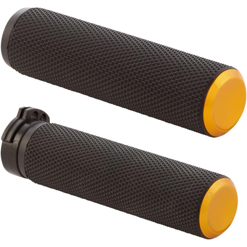 07-337 - Arlen Ness Knurled Grips For Harley Davidson FL 1200 1976-1977 - Black/Gold