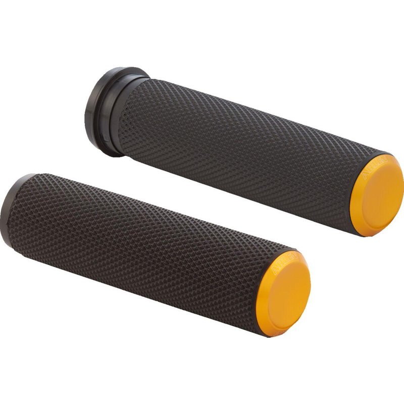 07-347 - Arlen Ness Knurled Grips For Harley Davidson FLD 1690 2012-2013 - Black/Gold