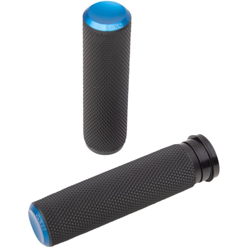 07-345 - Arlen Ness Knurled Grips For Harley Davidson FLD 1690 2012-2013 - Black/Blue
