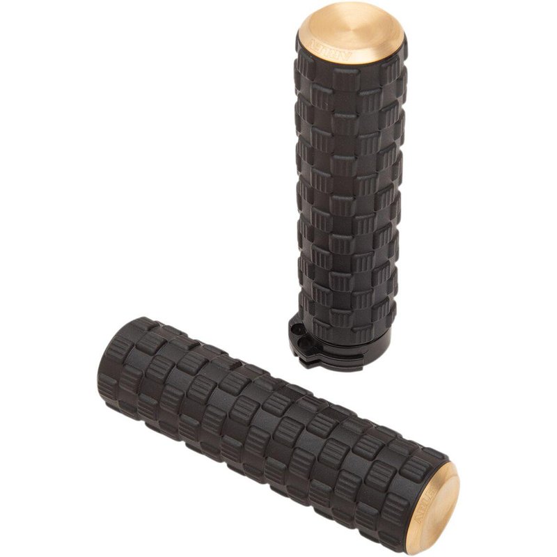 07-354 - Arlen Ness Air Trax Grips For Harley Davidson FL 1200 1976-1977 - Black/Brass