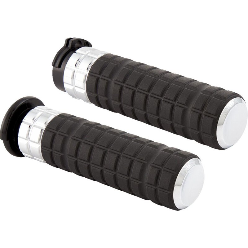 500-003 - Arlen Ness SpeedLiner Grips For Harley Davidson FLDE 1750 2018-2020 - Black/Chrome