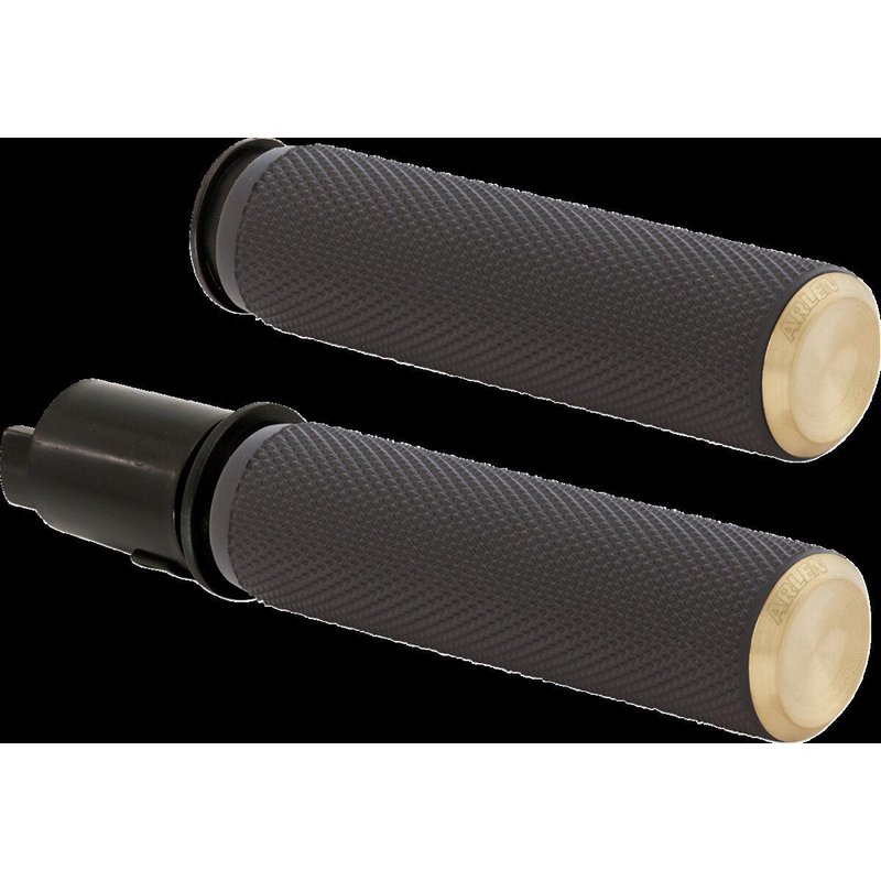 500-052 - Arlen Ness Knurled Grips For Harley Davidson FLHX 1923 2024 - Black/Brass