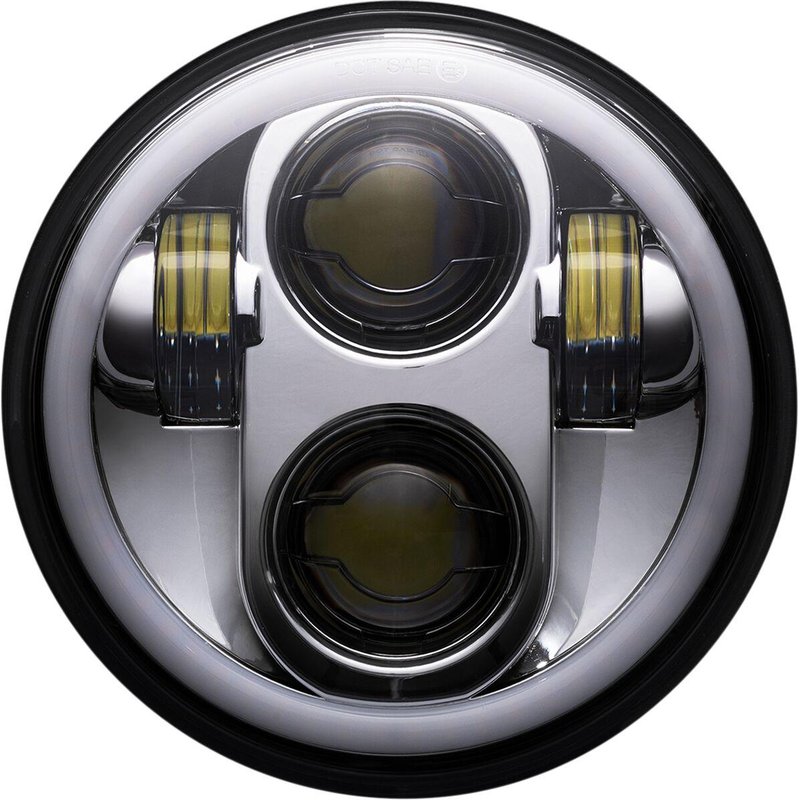 CD-575-H-C - Custom Dynamics 5-3/4" LED Halo Headlamp For Harley Davidson FLST 1340 1987-1990 Chrome Chrome Clear