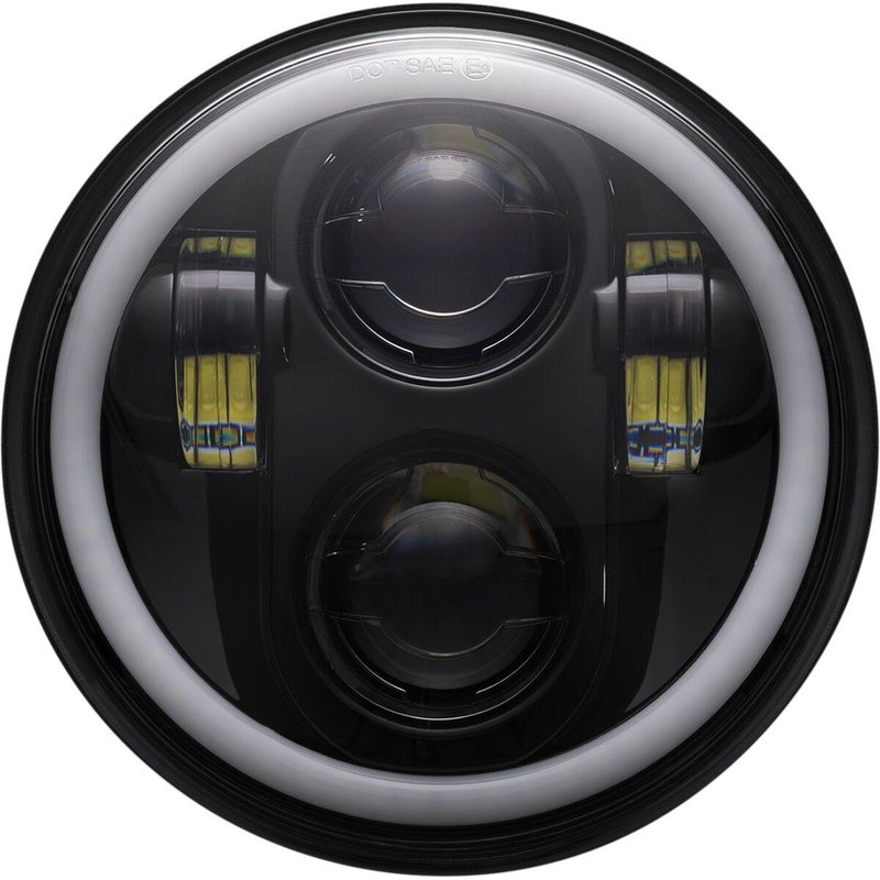 CD-575-H-B - Custom Dynamics 5-3/4" LED Halo Headlamp For Harley Davidson FLST 1340 1987-1990 Black Clear