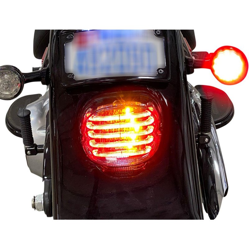 PB-TL-INT-BW-S - Custom Dynamics ProBeam Integrated Low Profile LED Taillights with Auxiliary Turn Signals For Harley Davidson FLD 1690 2012-2013 Rear Smoke