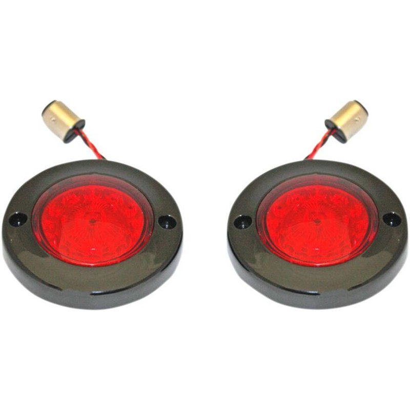 PB-FB-R-1156BR - Custom Dynamics ProBeam Flat Bezel Rear LED Turn Signals For Harley Davidson FLHR 1340 1994-1998 Black Red