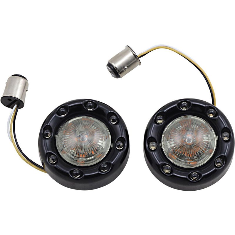 PB-BR-AW-57-BS - Custom Dynamics ProBeam Bullet Ringz 1157 Front Turn Signals For Harley Davidson FLD 1690 2012-2013 Front Black/Gloss Smoke