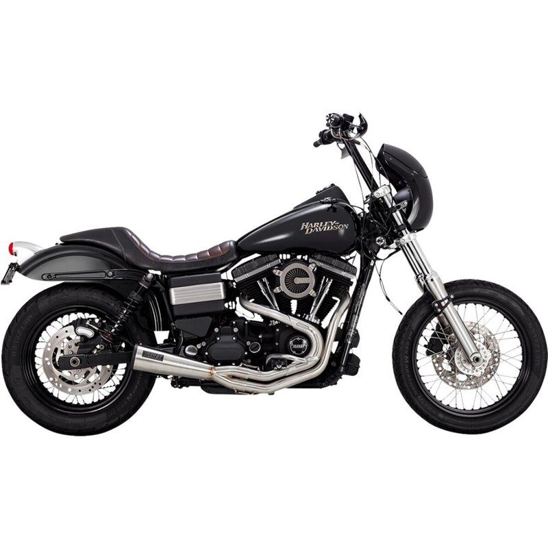 27325 - Vance & Hines 2 Into 1 Upsweep Exhaust System For Harley Davidson FXD 1340 1995-1998 - Brushed