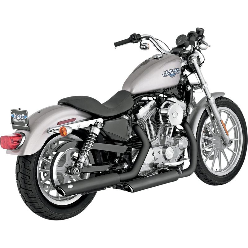 46839 - Vance & Hines 3" Round Twin Slash Silencers For Harley Davidson XL 1200 C 2004-2013 - Black