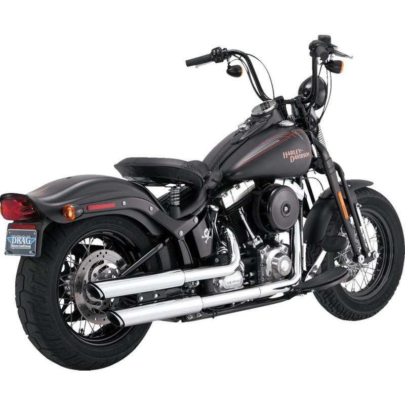16842 - Vance & Hines 3" Twin Slash Silencers For Harley Davidson FLSTN 1584 2007-2009 - Chrome