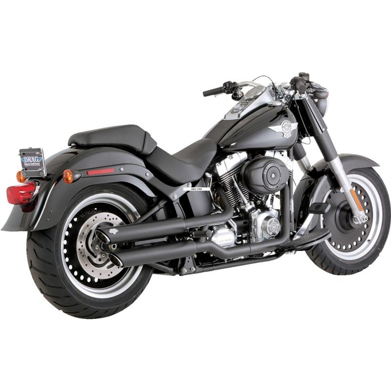 46844 - Vance & Hines Twin Slash 3" Silencers For Harley Davidson FLSTF 1584 2007-2009 - Black