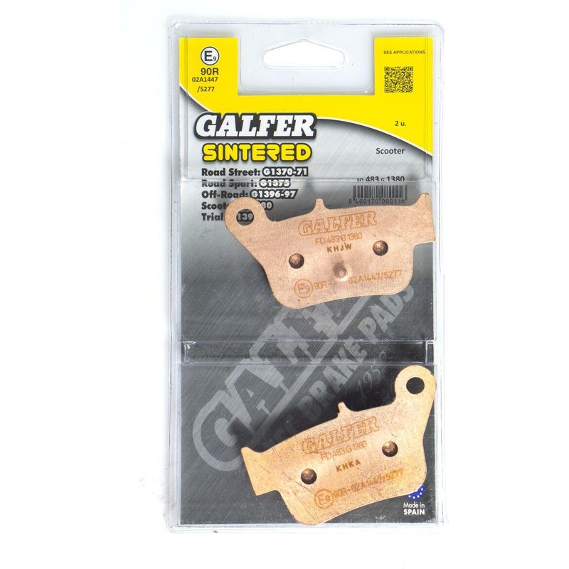 FD483G1380 - Galfer HH Sintered Scooter Brake Pads For Sym MaxSYM 400 I ABS 2012-2016 & 2019 Rear